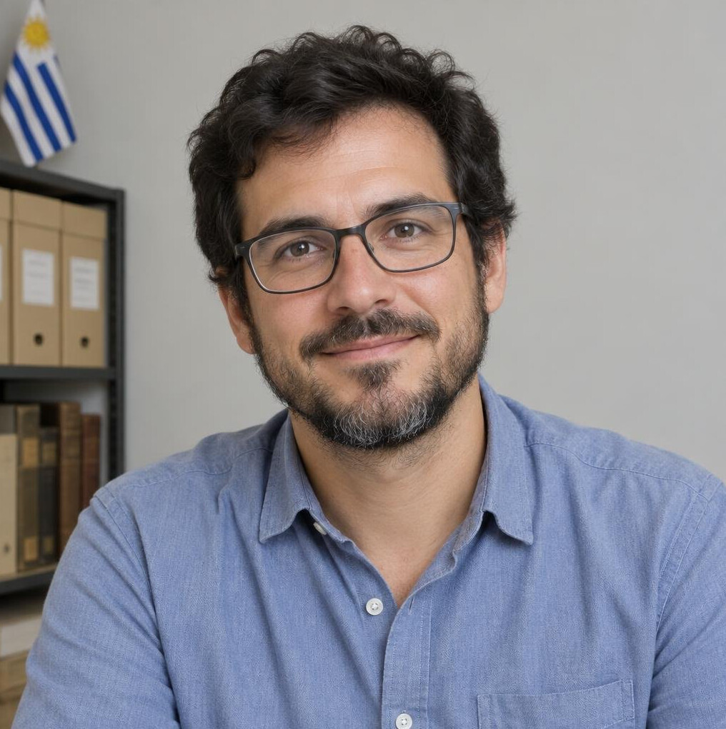 Portrait of a man with a short beard in a casual shirt