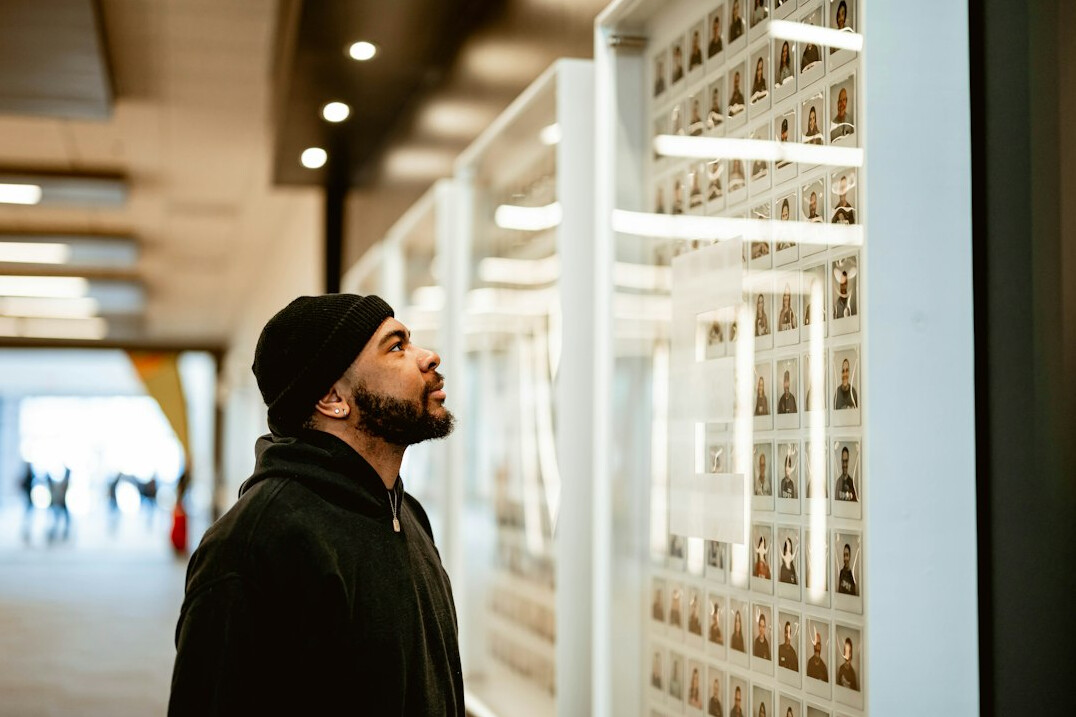 man observing store activity